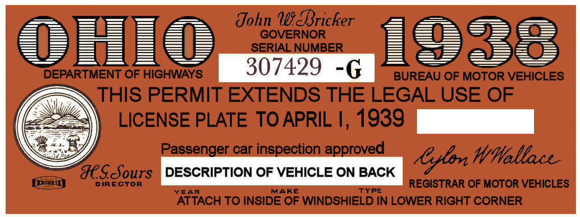 (image for) 1938 Ohio tax inspection sticker